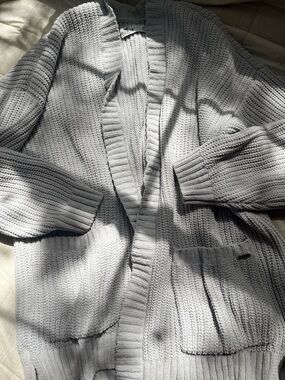 Hollister, gray waffle knit cardigan